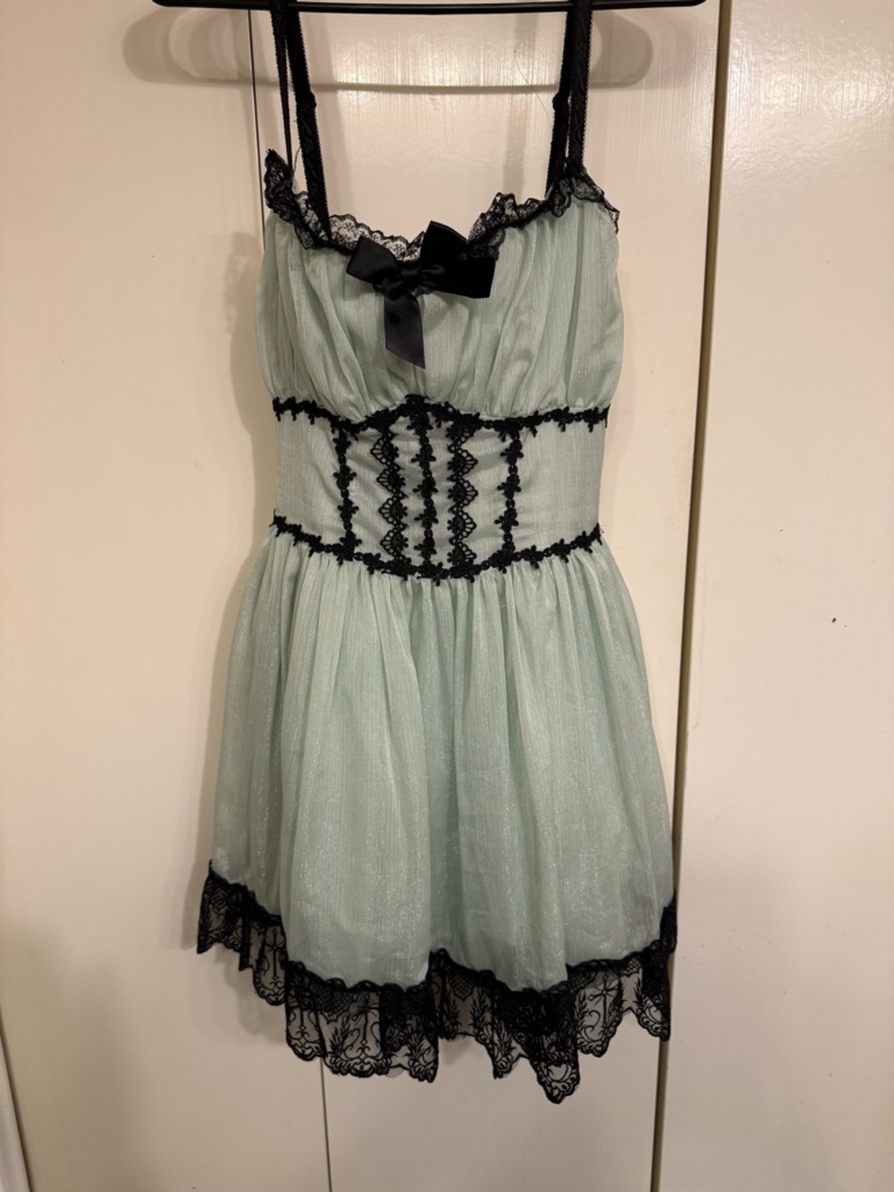Dolls Kill Mint Green and Black Lace Midi Dress